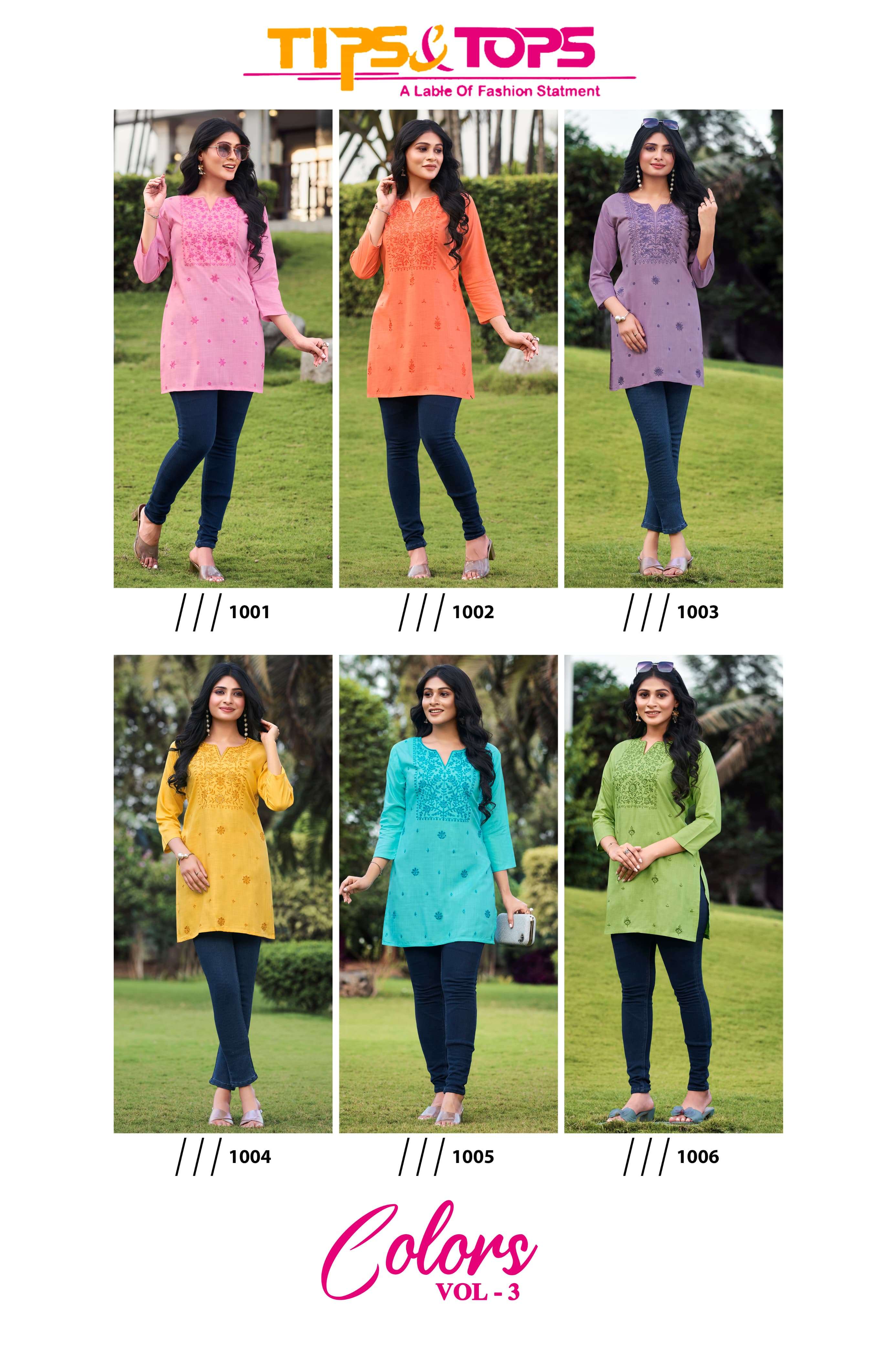 COLORS VOL 3 HEAVY REYON SLUB 16KG EMBROIDERY WORK SHORT TOP BY TIPS AND TOPS BRAND INDEX